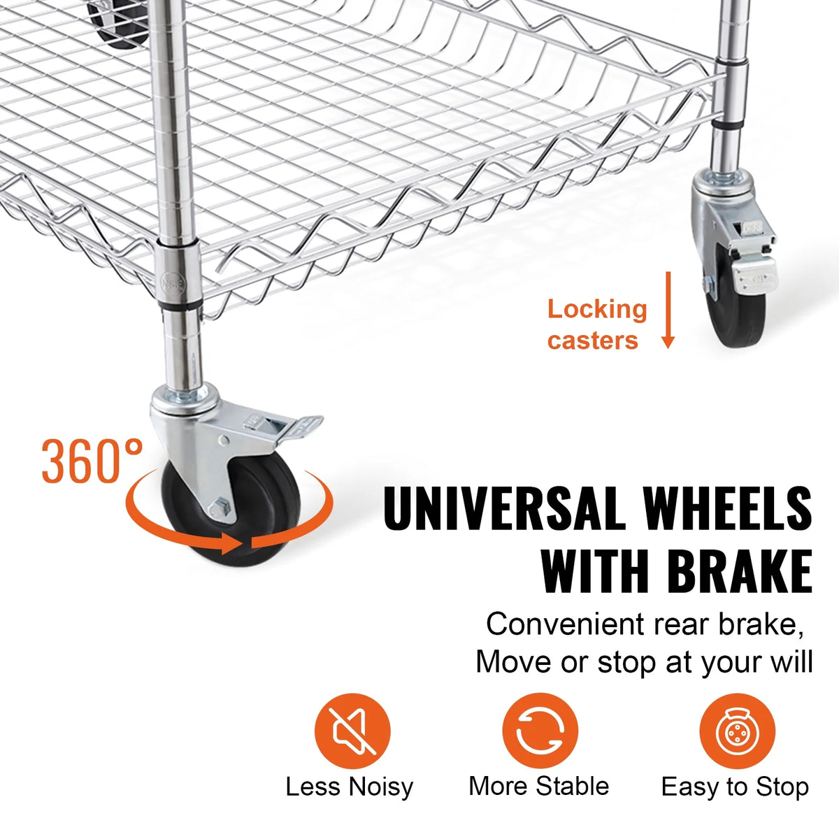 3-Tier Utility Rolling Cart on Wheels W3123