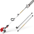 Red Gas Powered Pole Saw 11.5inch Guide Bar 2-Cycle Extendable Pole Chainsaw I69142