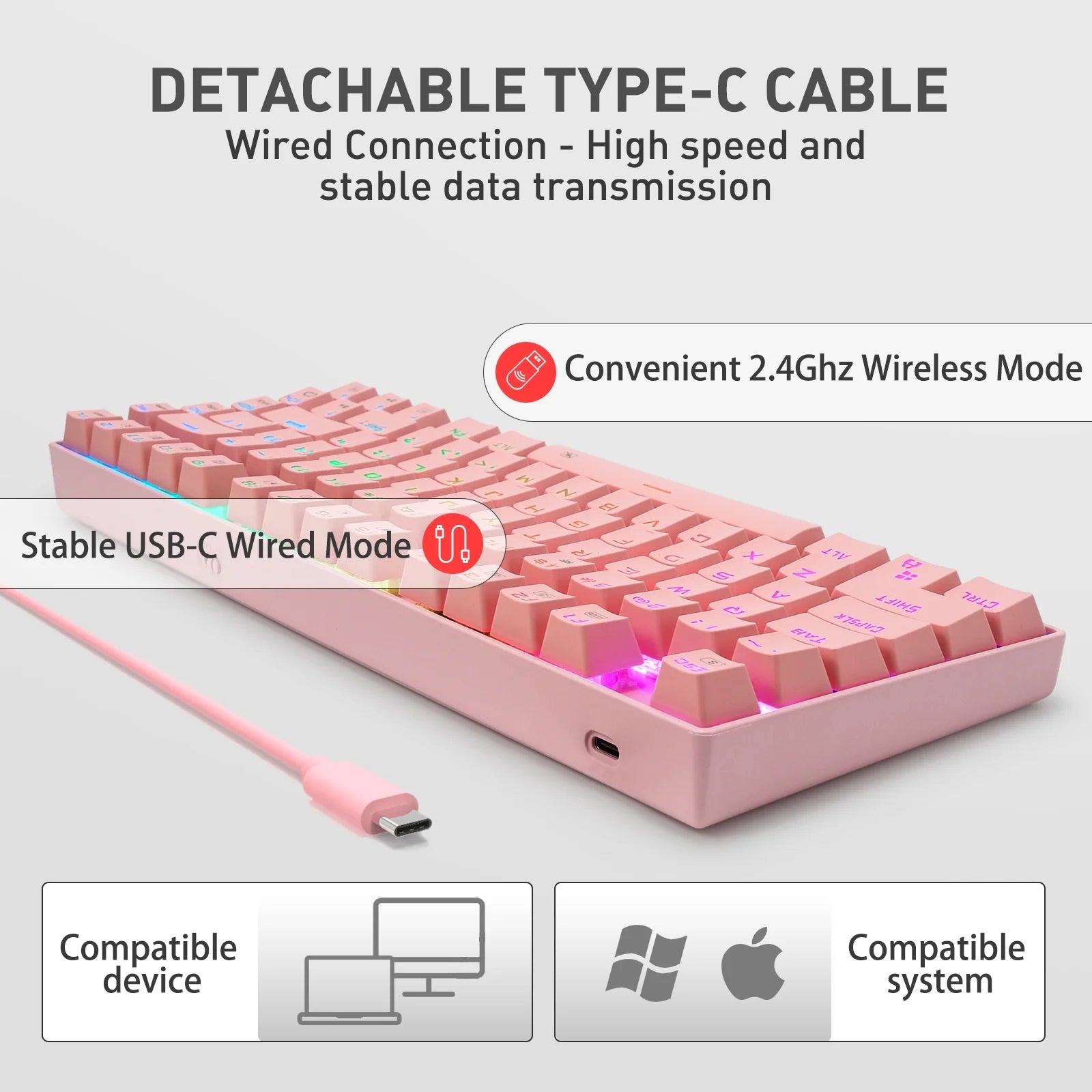 RGB Wireless Mechanical Keyboard with Blue Switches D121422