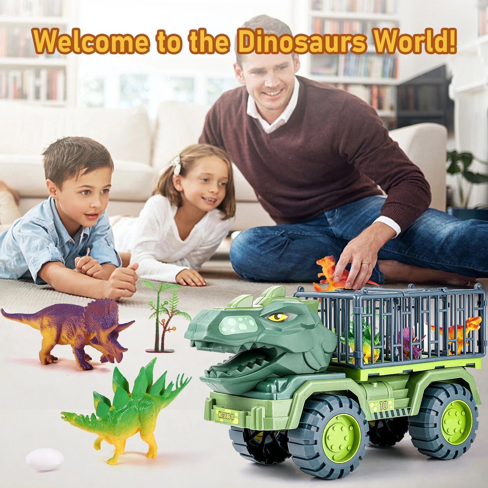Dinosaur Transport Car Carrier Truck with 3 Dinosaur Toys Z789650