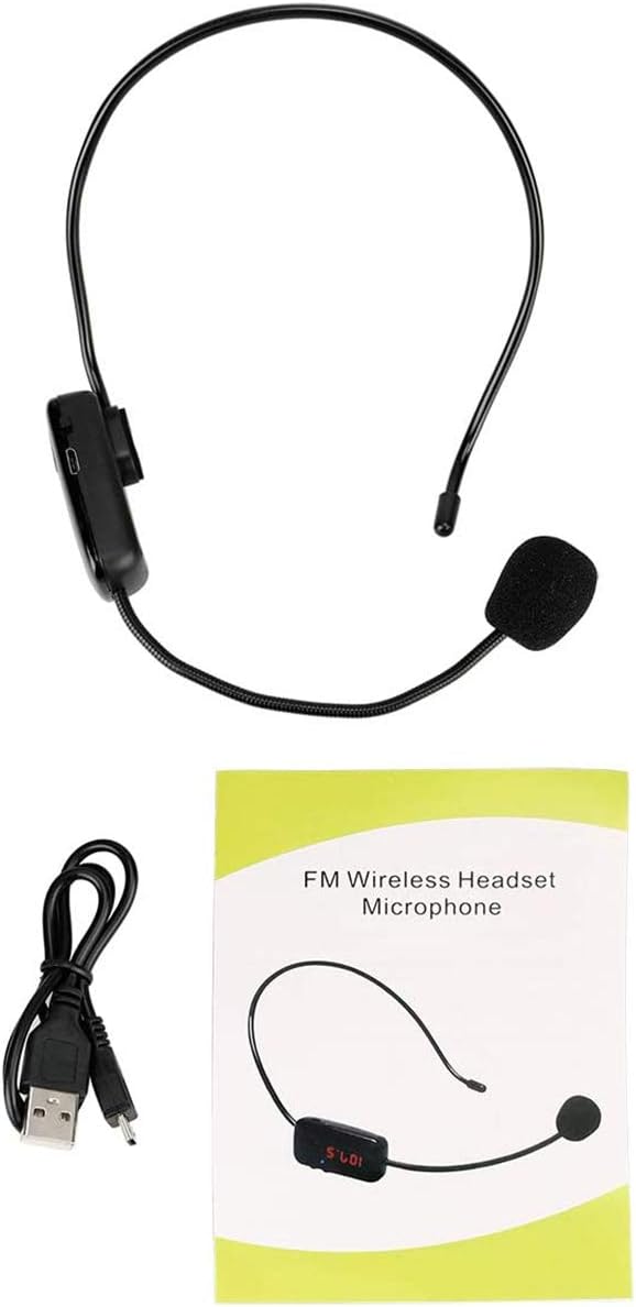 Wireless Microphone Headset System with 1 Transmitter and 5 Portable FM Radio Receiver with Earphone B170
