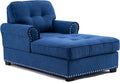 Navy Blue Tufted Chaise Lounge Sofa Bed Sleeper A9471