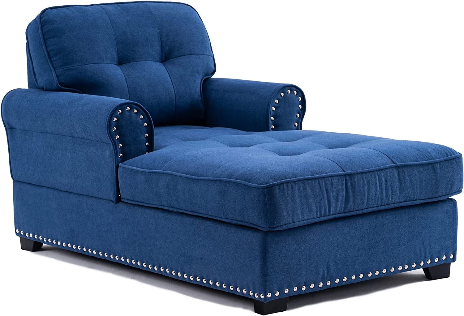 Navy Blue Tufted Chaise Lounge Sofa Bed Sleeper A9471