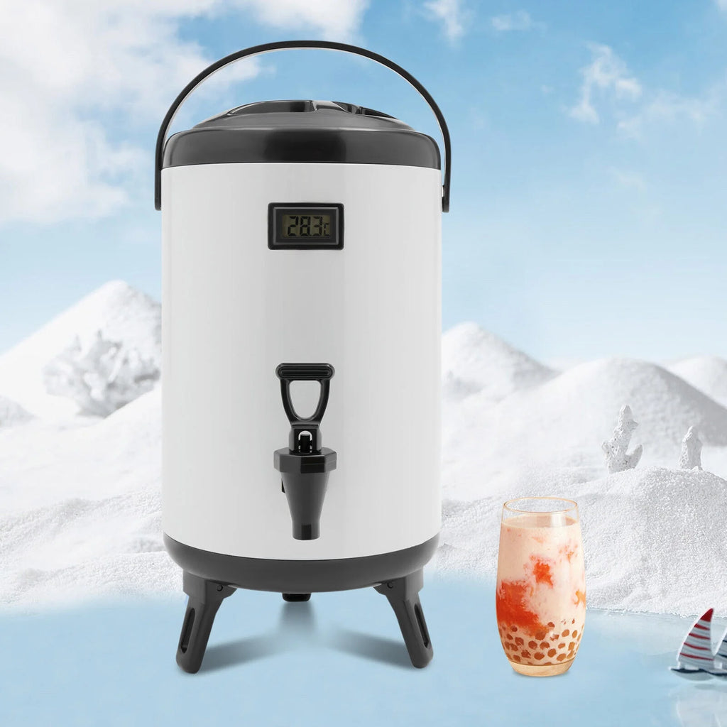 10L Insulated Stainless Steel Beverage Dispenser with Spigot & Thermometer E87137