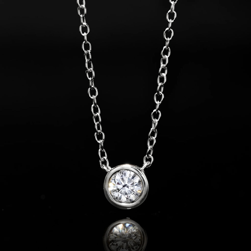 0.15 Carat Bezel-Set Lab-Grown Diamond Necklace in Sterling Silver G6441