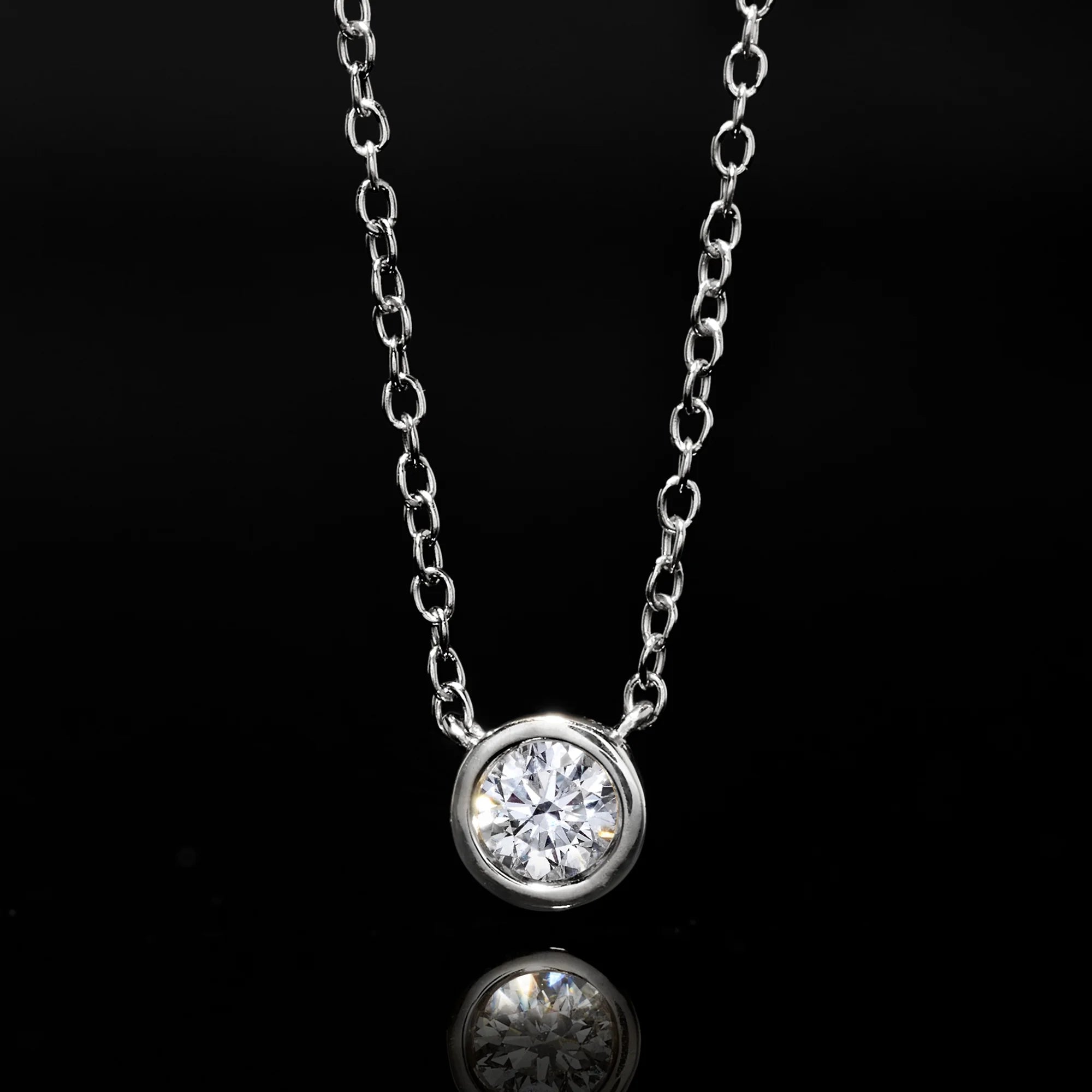 0.15 Carat Bezel-Set Lab-Grown Diamond Necklace in Sterling Silver G6441