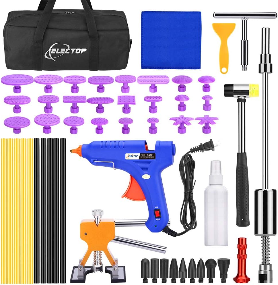 53pcs Dent Puller Paintless Dent Repair Tools Kit with Golden Dent Lifter Glue Sticks Tabs Slide Hammer L371953