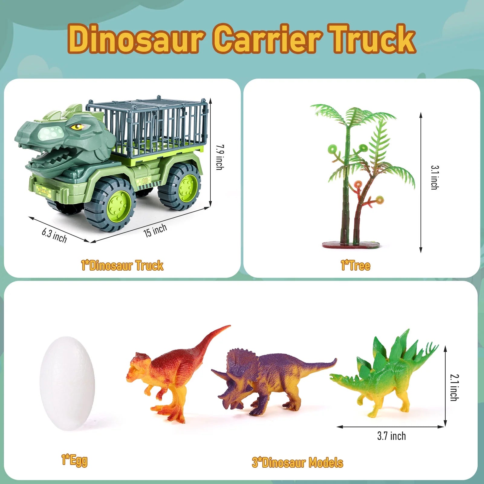 Dinosaur Transport Car Carrier Truck with 3 Dinosaur Toys Z789650