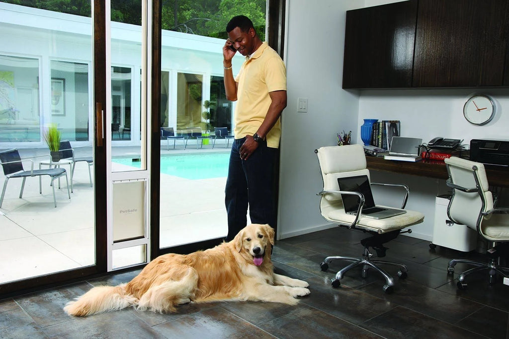 White Aluminum Frame Sliding Glass Pet Door Panel D1081