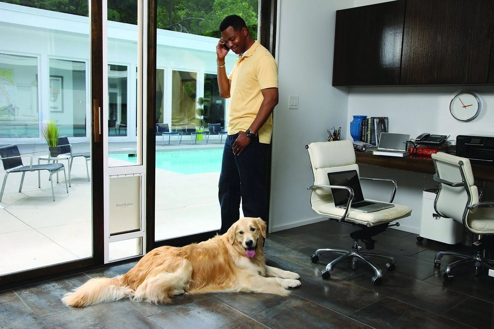 White Aluminum Frame Sliding Glass Pet Door Panel D1081
