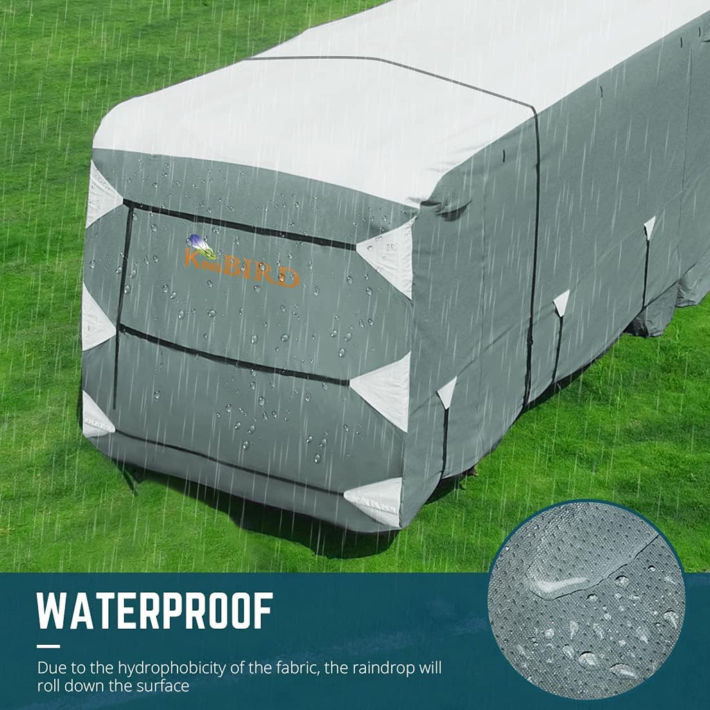 5th Wheel RV Cover with 2Pcs Extra Straps & 4 Tire Covers W5208
