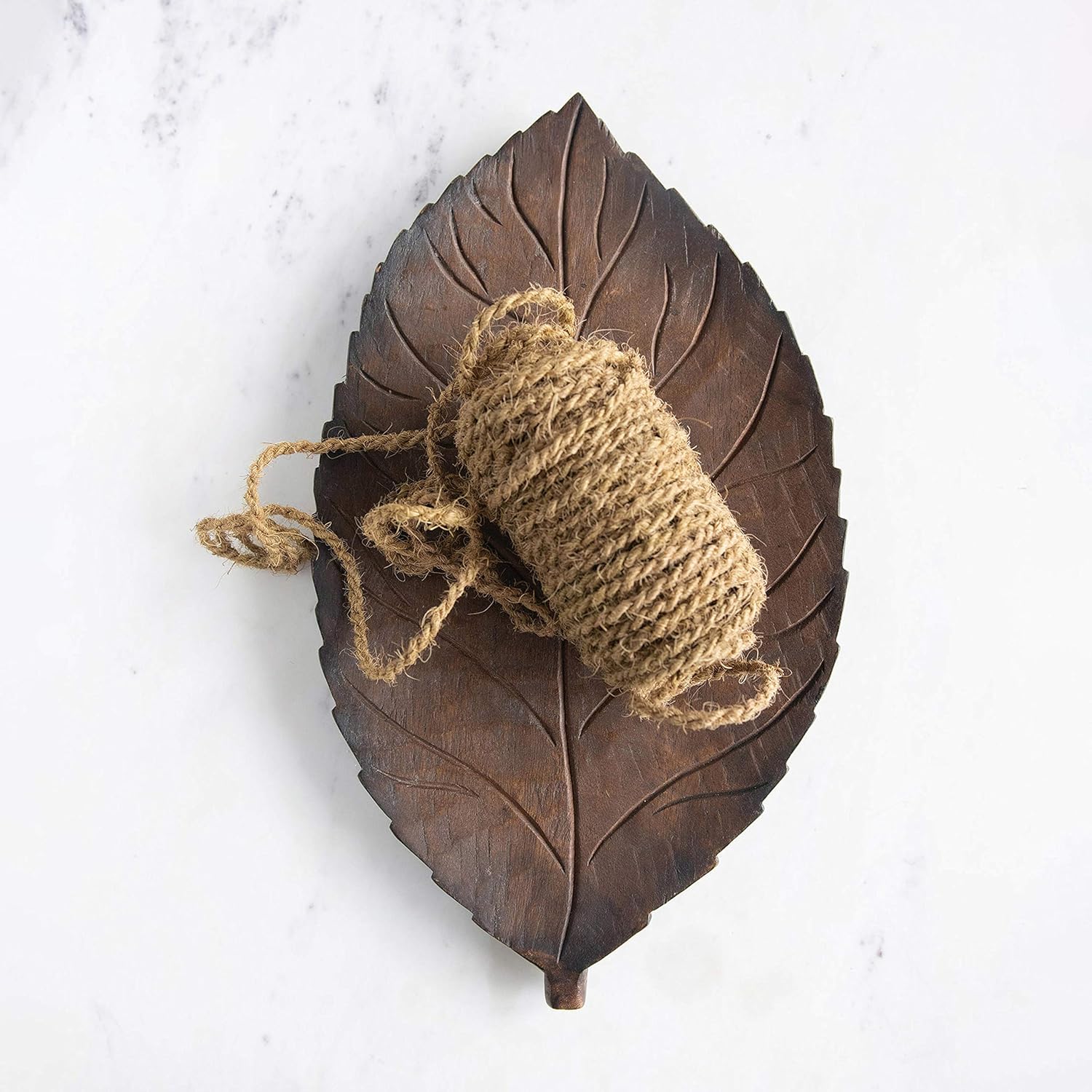Hand-Carved Mango Wood Leaf Tray, Brown Pack of 2 F754860