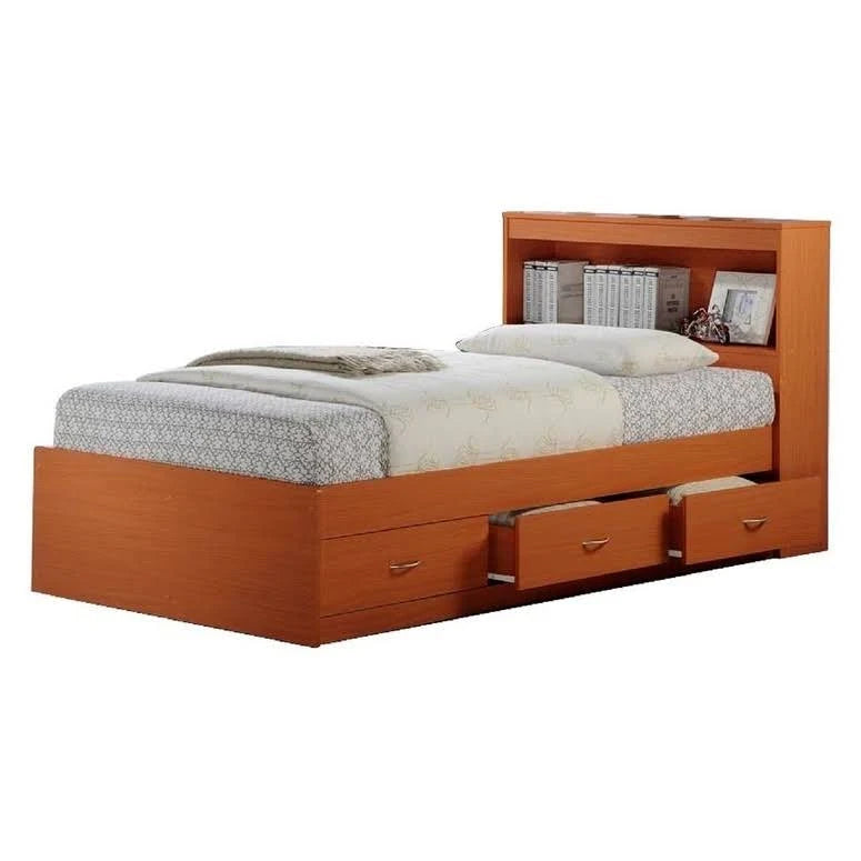 Twin-size Captain Bed with 3-Drawers and Headboard White U819