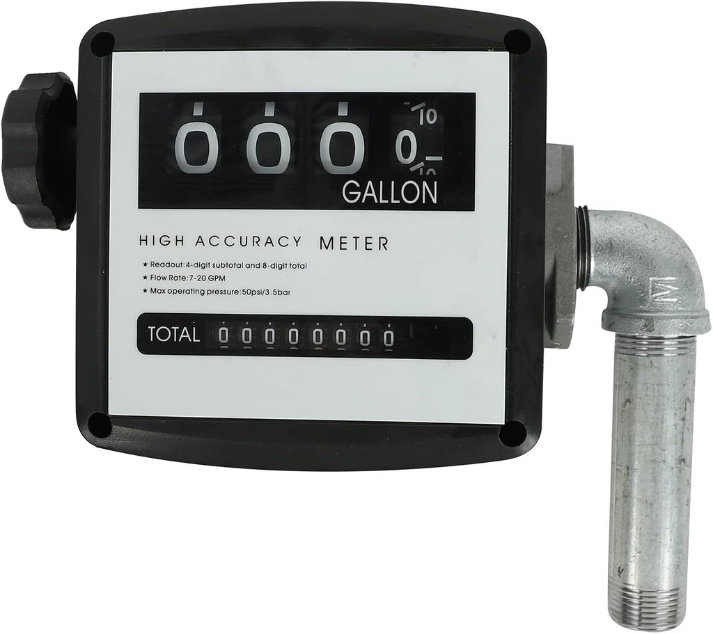 Mechanical Fuel Flow Meter 7-20 GPM 4-Digital Batch Display 50 PSI Pack of 2 T99243