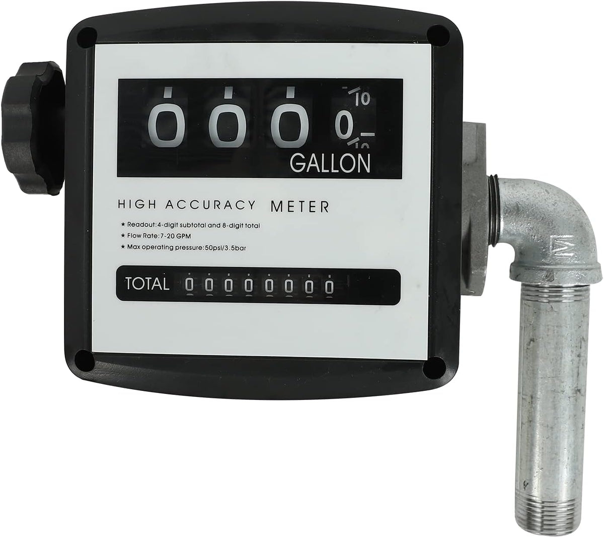 Mechanical Fuel Flow Meter 7-20 GPM 4-Digital Batch Display 50 PSI Pack of 2 T99243