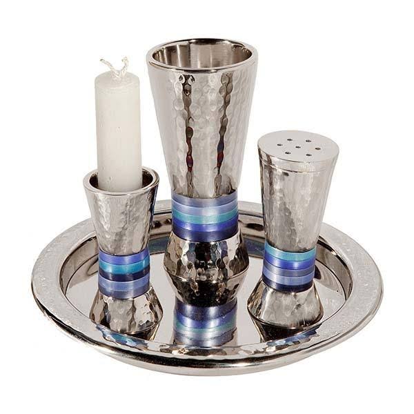 Hammer Aluminum Havdalah Set with Blue Rings O5737