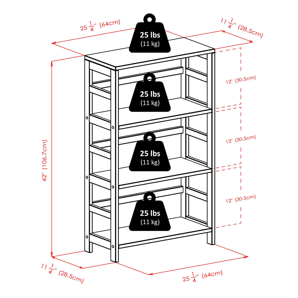 2-Section Storage Shelf with 4 Black Fabric Baskets A293