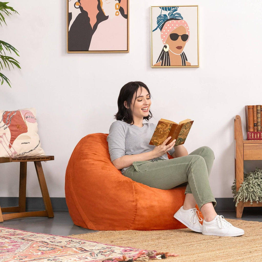 Orange Microsuede Foam Bag Chair A80962