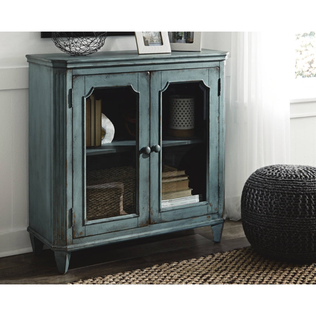 Antique Teal Door Accent Cabinet R903