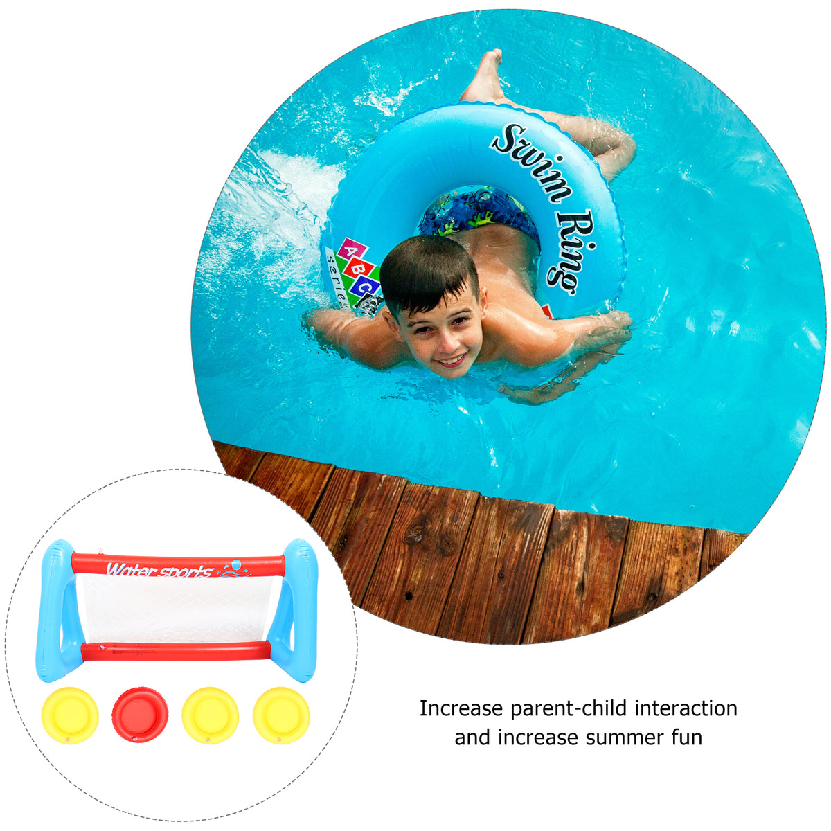 Inflatable Pool Float Set with Volleyball Net and Volleyballs Q6328