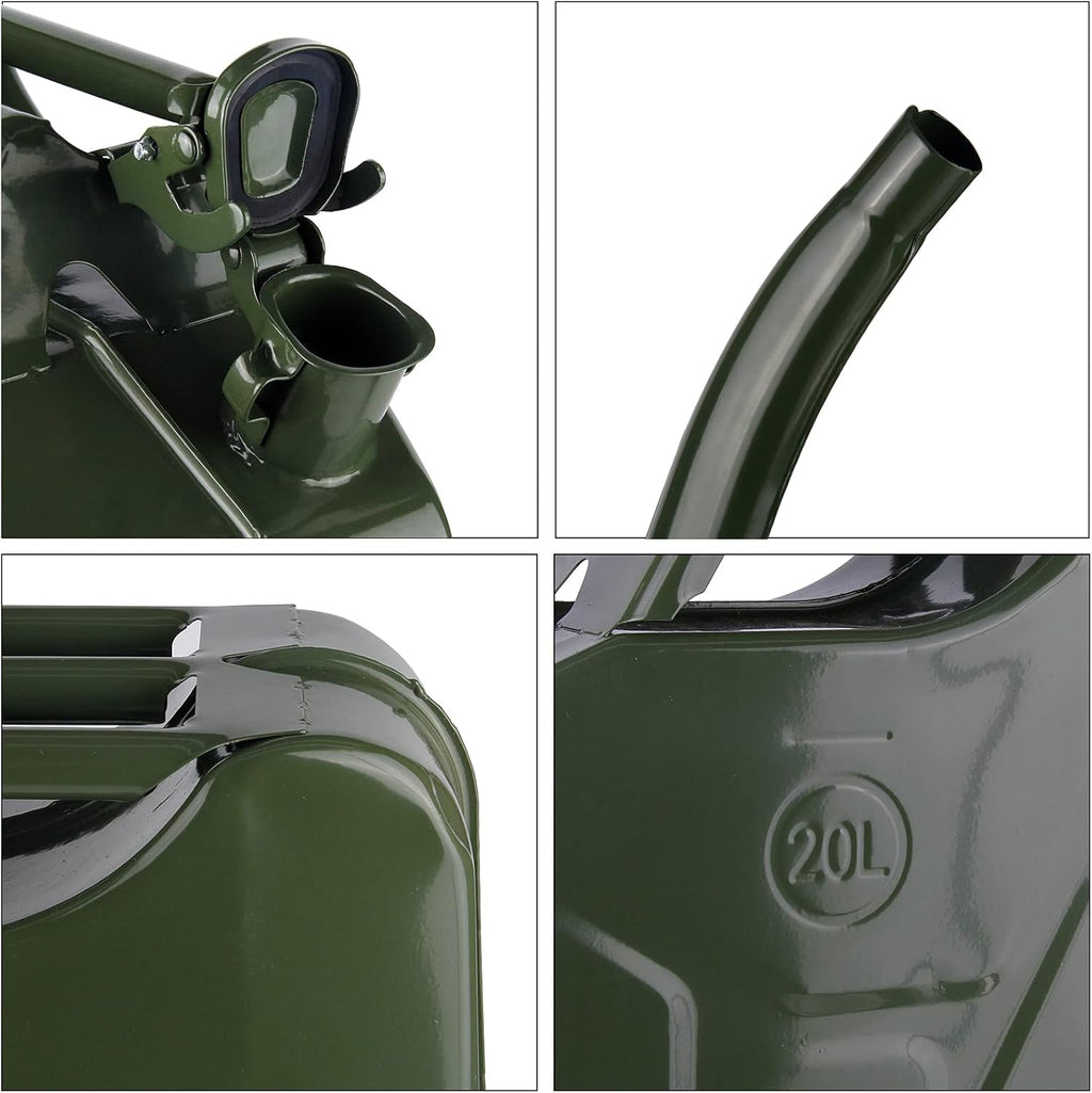 Army Green 20L Steel Gas Can Pack of 2 C4985