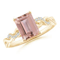 Emerald Cut Morganite Ring in 14K Yellow Gold E9999