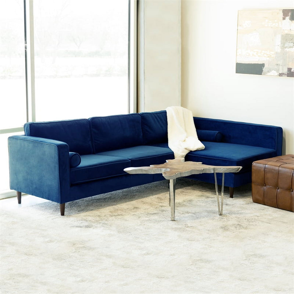 Blue Velvet L-Shaped Right-Facing Sectional E932