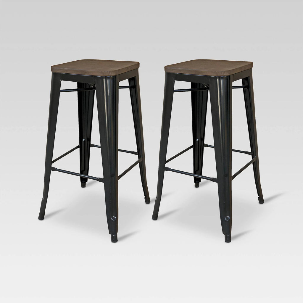 Set of 2 Black Industrial Barstool N1369