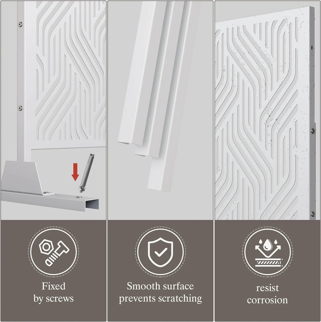 White Freestanding Metal Privacy Screen B308940