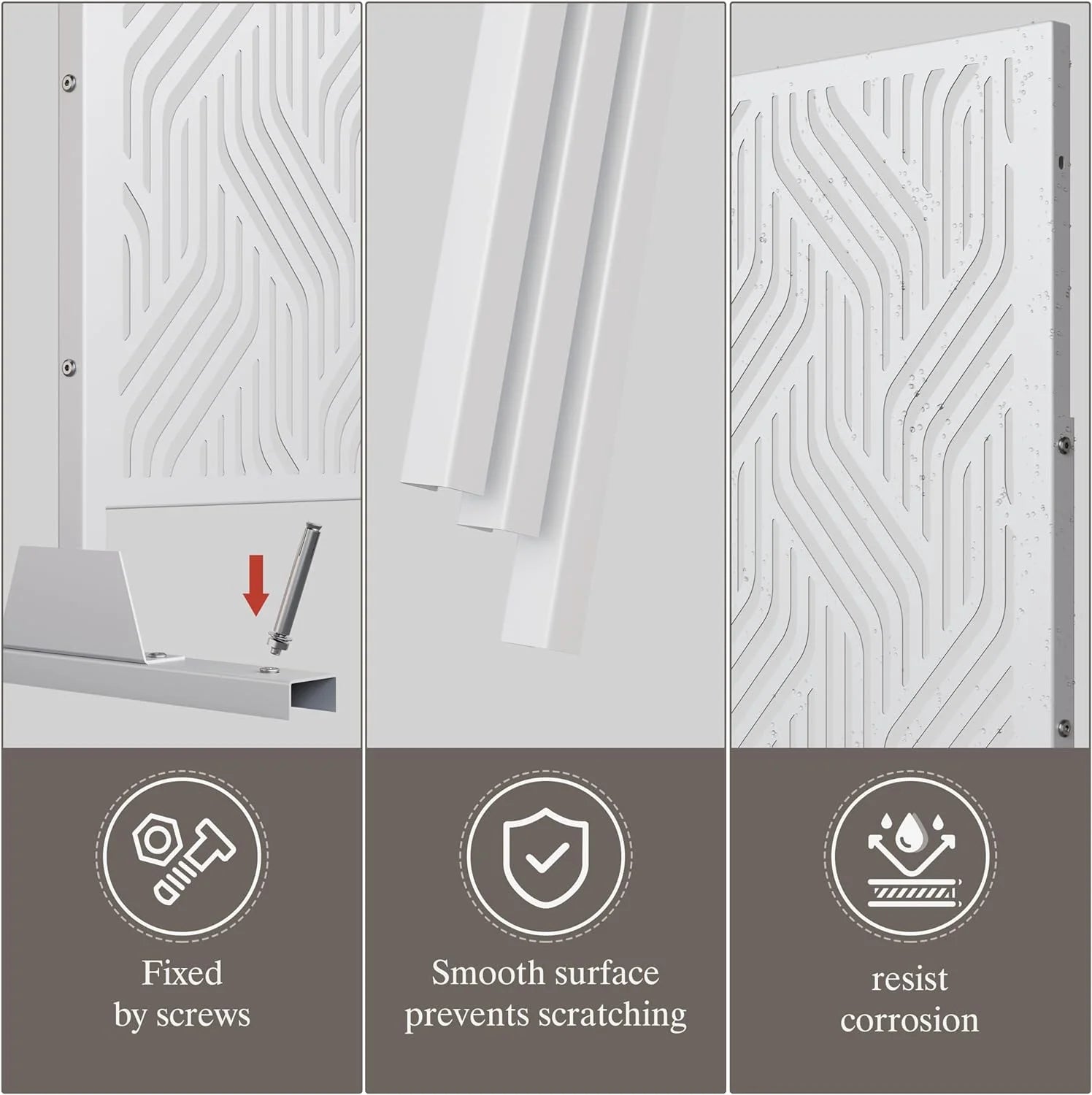 White Freestanding Metal Privacy Screen B308940