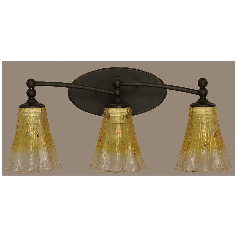 Three Light Bath Bar Dark Granite Finish with Gold Champagne Crystal Glass K2396
