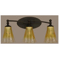 Three Light Bath Bar Dark Granite Finish with Gold Champagne Crystal Glass K2396