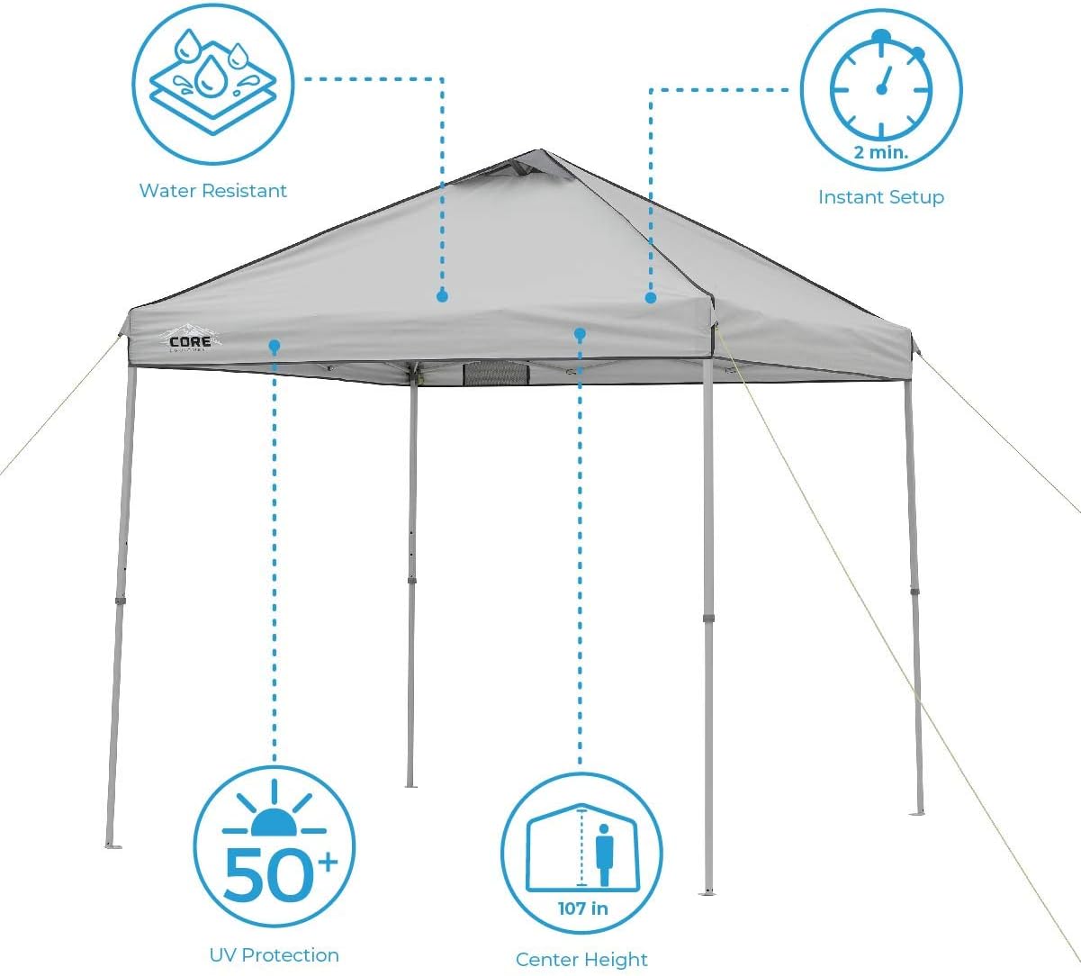Gray 8 ft x 8 ft Straight Leg Canopy Tent with Carry Bag Q3259