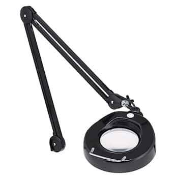 Circular Illuminated Magnifier, 5x22 Dia, 2.25x Mag, 5D, Black, Weighted Base E684