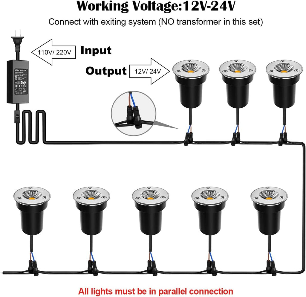 8 Pack 3W LED Warm White Well Lights V370