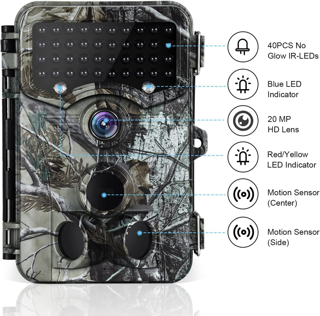 1520P 20MP Waterproof Game Camera with 80ft No Glow Motion Activated Detection P2933