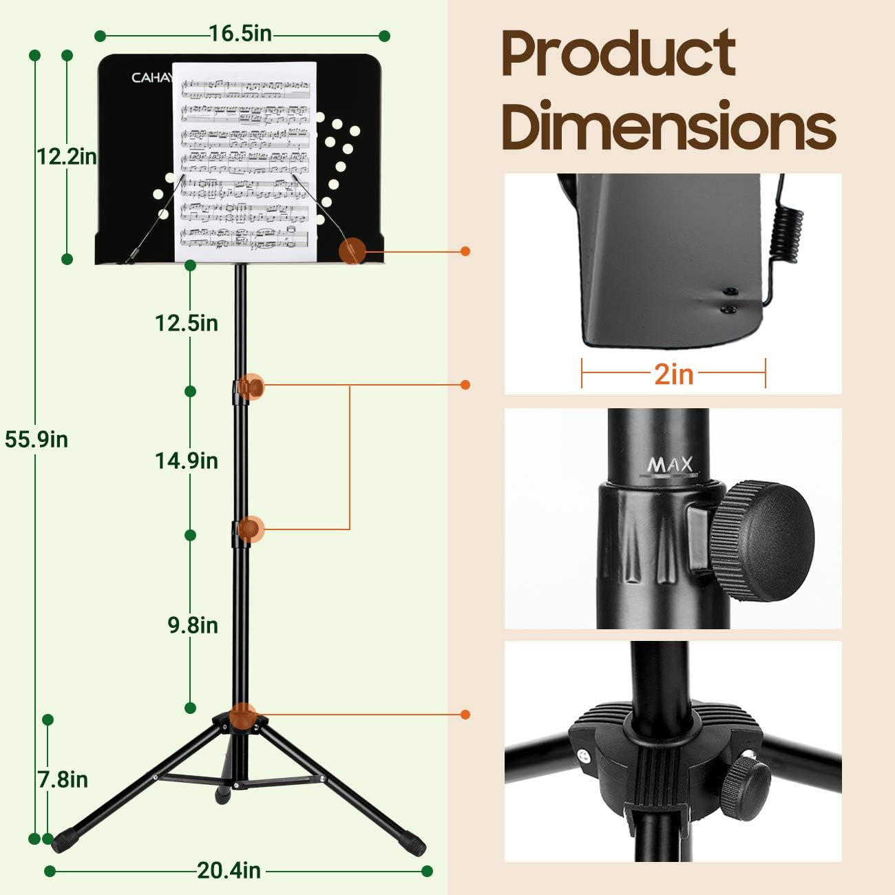 2 in 1 Foldable Sheet Music Stand with Carrying Bag M691