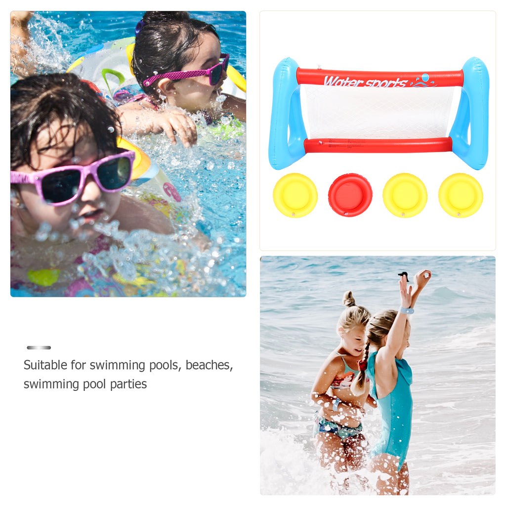 Inflatable Pool Float Set with Volleyball Net and Volleyballs Q6328