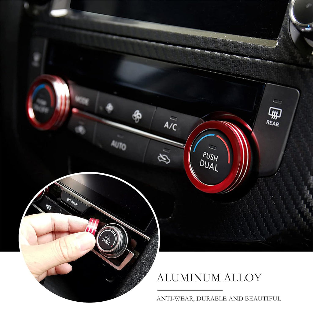 Red 6 Pcs Car Conditioning Control Knob Cover for Ford F150 XLT 2017-2020 L492