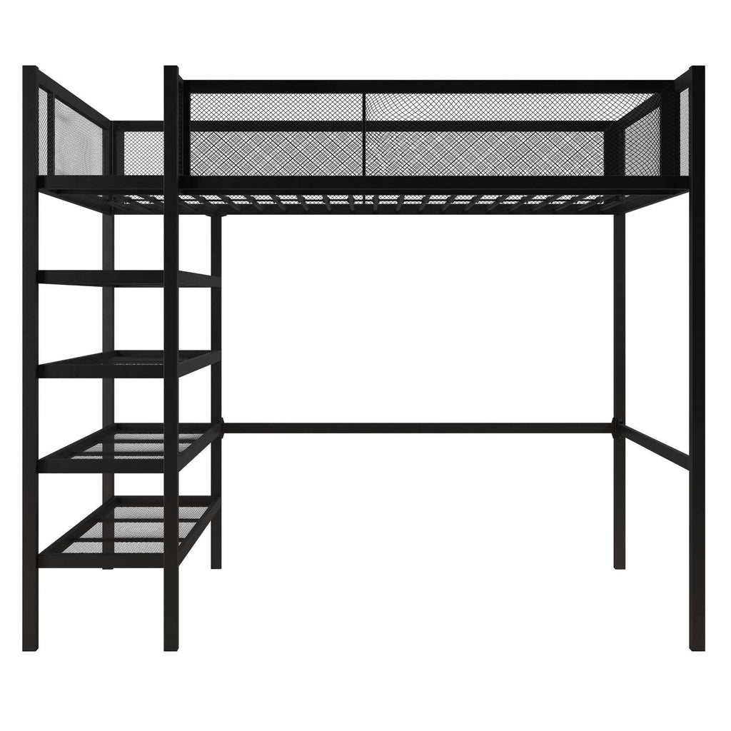 Black Metal Storage Loft with Bookcase L71397