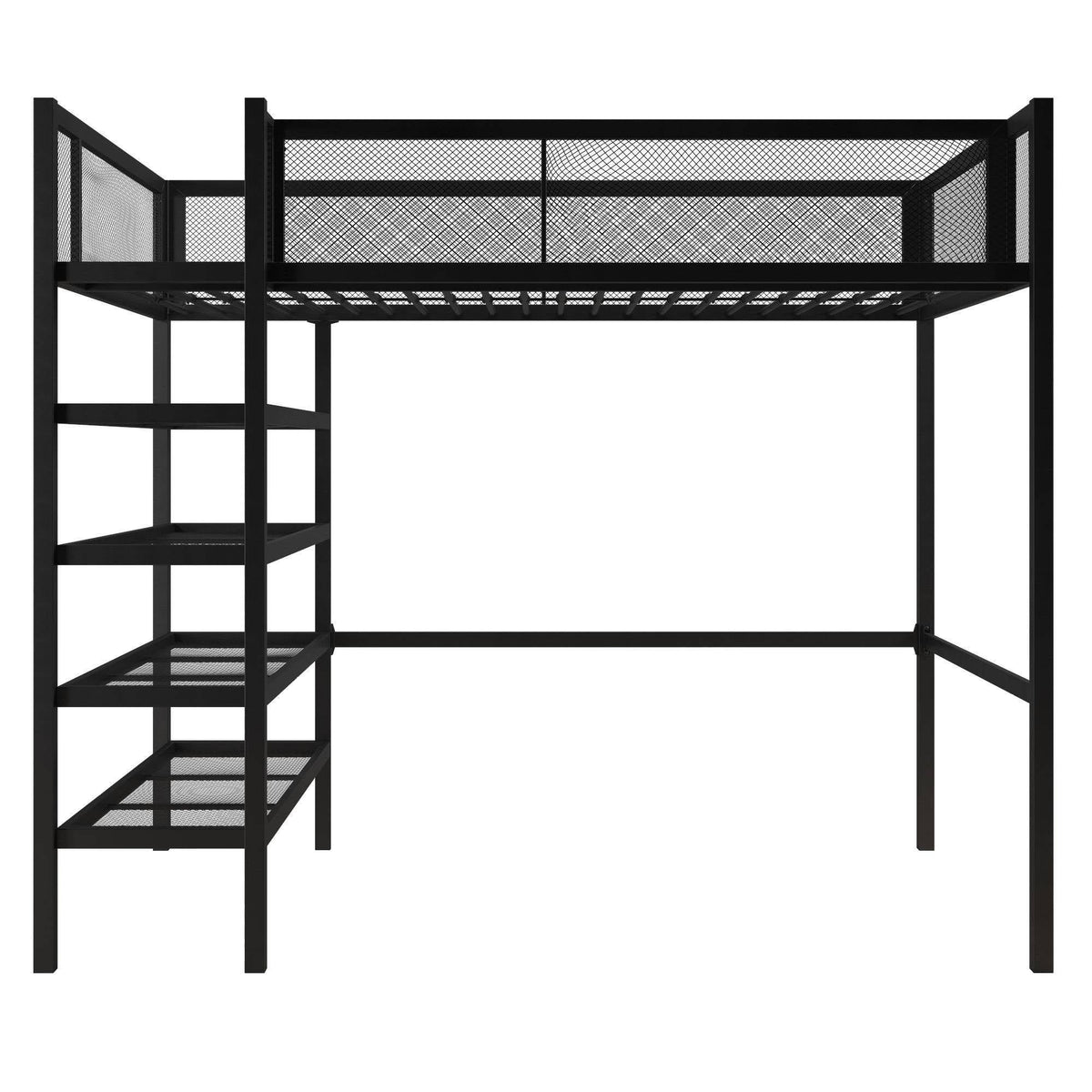 Black Metal Storage Loft with Bookcase L71397