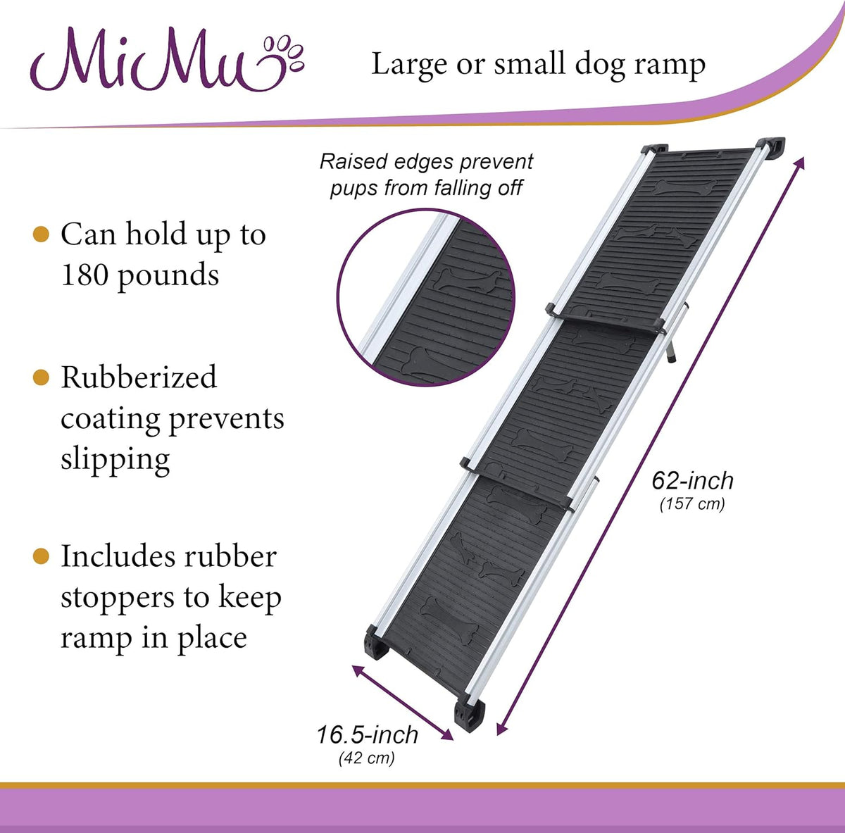 Collapsible Dog Ramp for Car with Gripped Traction X644