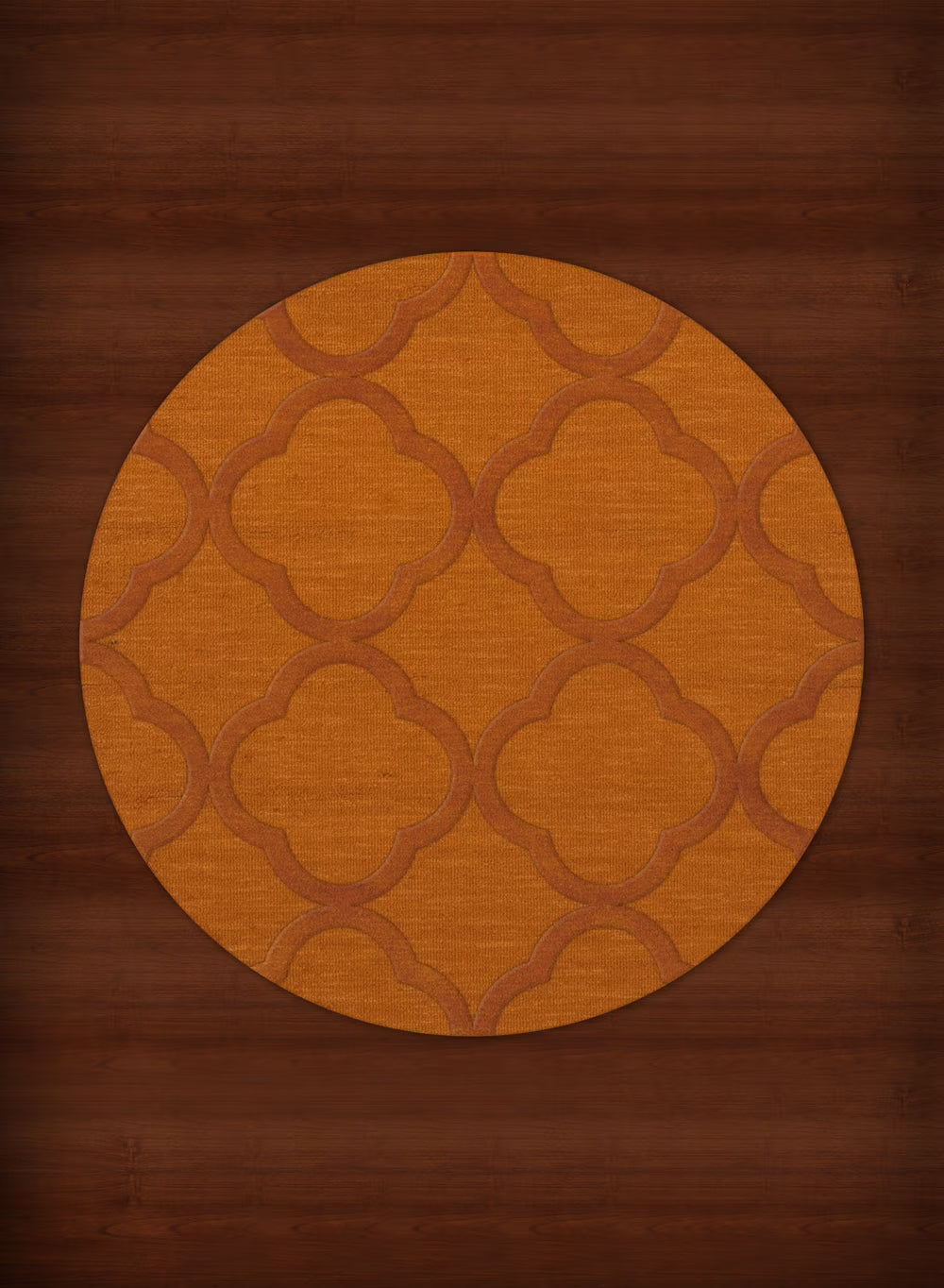 Orange Quaterfoil Trellis 4' x 4' Round Area Rug Q459