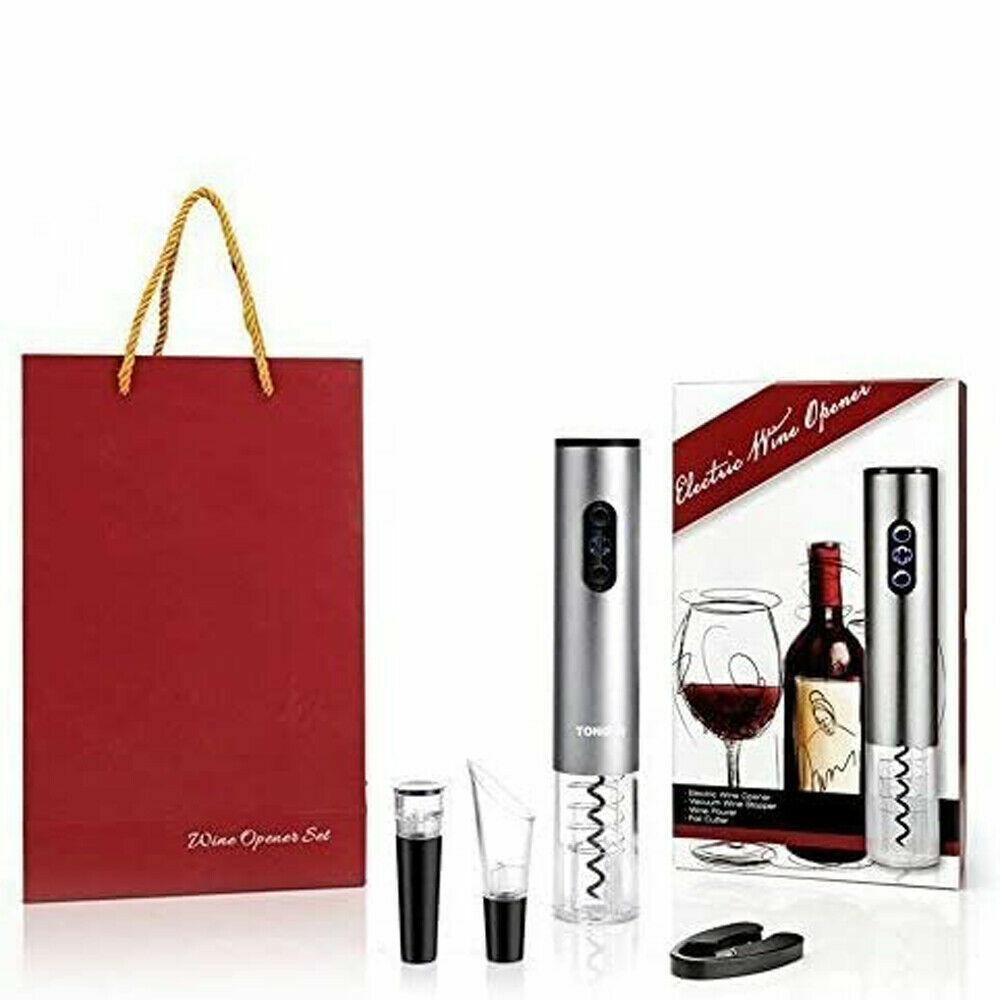 Electric Wine Opener with Foil Cutter, Vacuum Stopper and Wine Aerator Pourer S5802