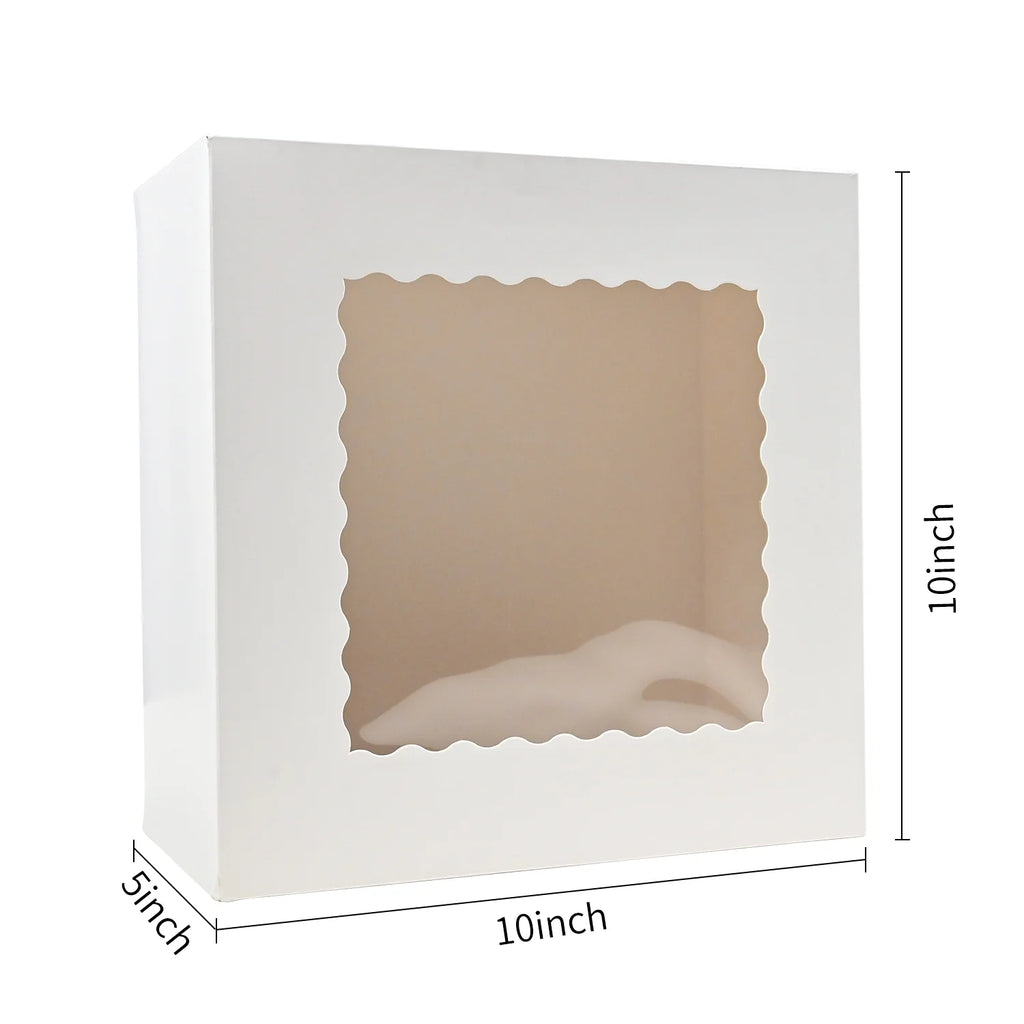 Cake Box with Window 24 PCS, 10x10x5 Inches White Bakery Boxes X60087