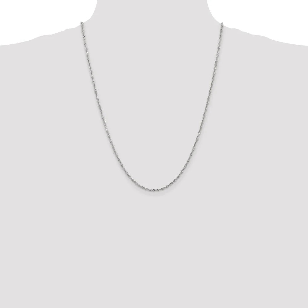 14kt White Gold Singapore Chain 24 inch Lobster Clasp N27839