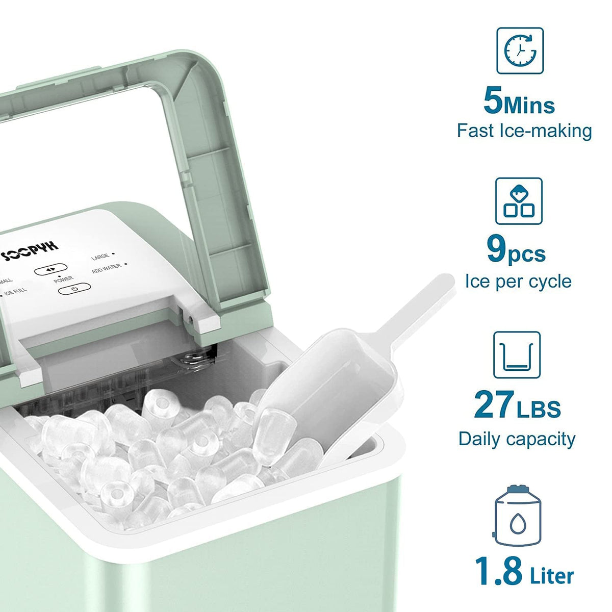 Countertop Ice Maker Machine, 26LBS in 24 Hours, Self-Clean 1.8L Portable Ice Maker with Ice Scoop and Basket C88580