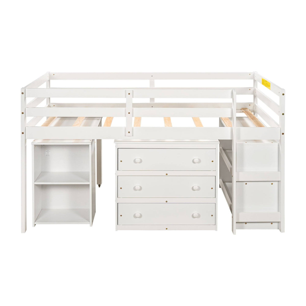 Twin Loft Bed with Cabinet and Rolling F3880