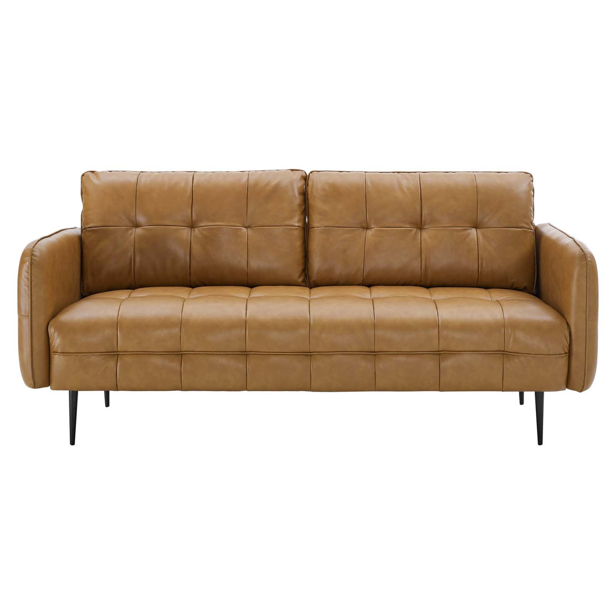 Tan Faux Leather Tufted Sofa J48748