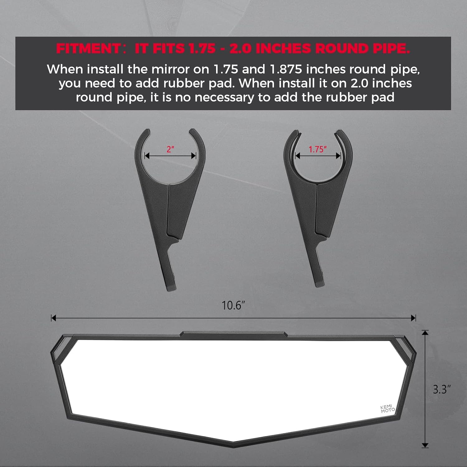 UTV Rear View Mirror with Convex Mirror T5305